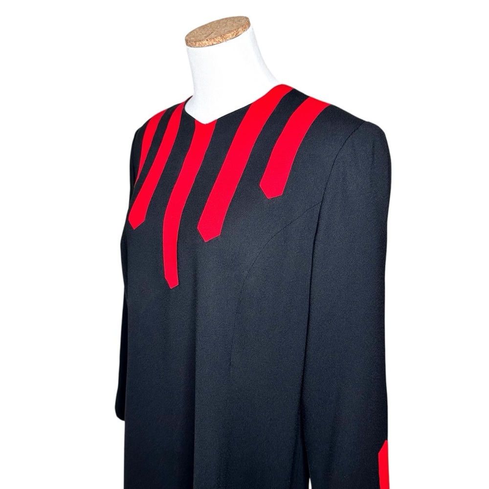 Carolina Herrera Studio Vintage 80s Dress SZ 16 Black Red - Picture 5 of 16